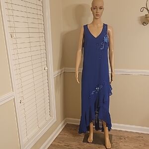 Blue Asymmetrical High-Low dress